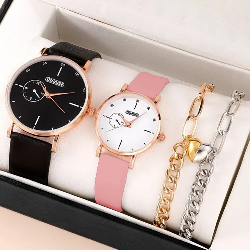 Luxury Couples' Watch Set - with Leather Bands